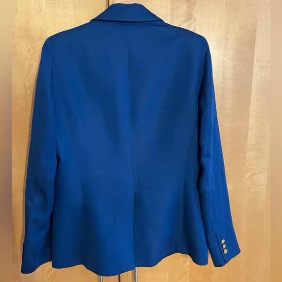 Smythe Blue Satin Peaked Lapel Blazer with Gold Buttons - Picture 4 of 10